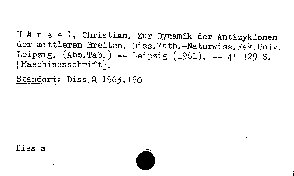 [Katalogkarte Dissertationenkatalog bis 1980]