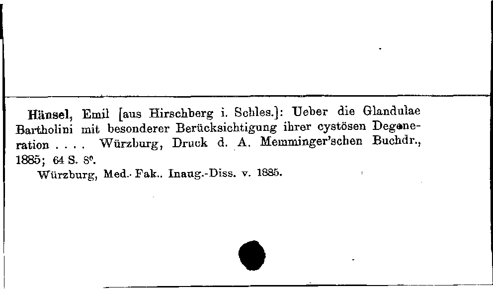 [Katalogkarte Dissertationenkatalog bis 1980]