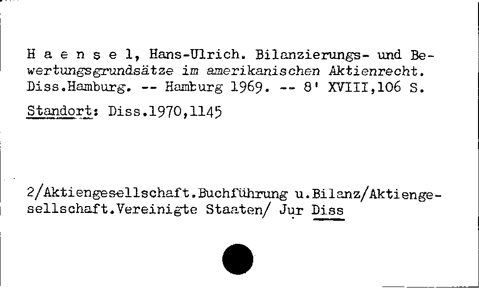 [Katalogkarte Dissertationenkatalog bis 1980]