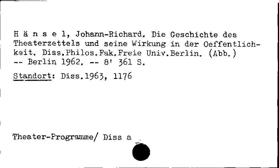 [Katalogkarte Dissertationenkatalog bis 1980]