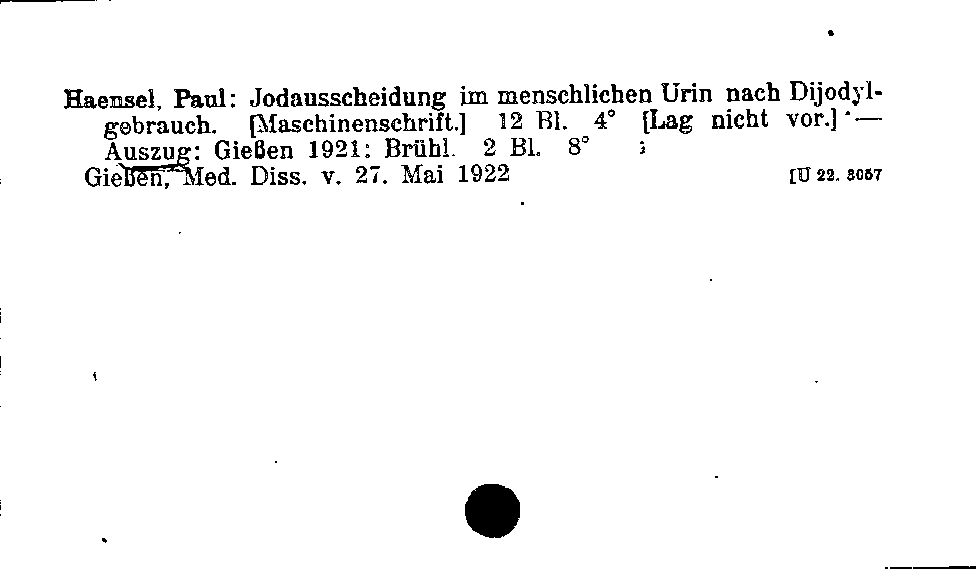 [Katalogkarte Dissertationenkatalog bis 1980]