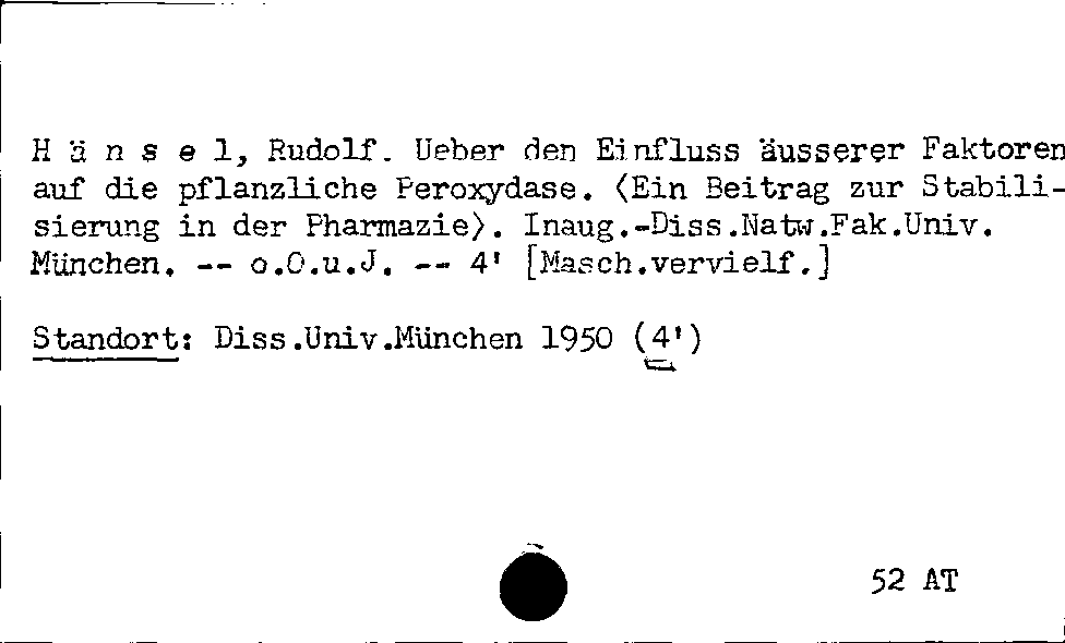 [Katalogkarte Dissertationenkatalog bis 1980]