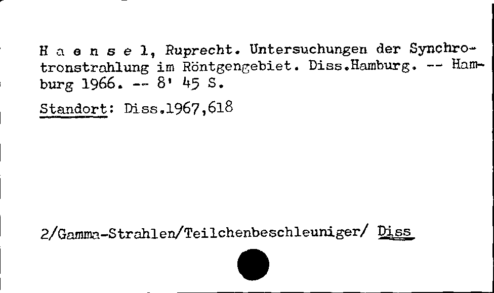 [Katalogkarte Dissertationenkatalog bis 1980]