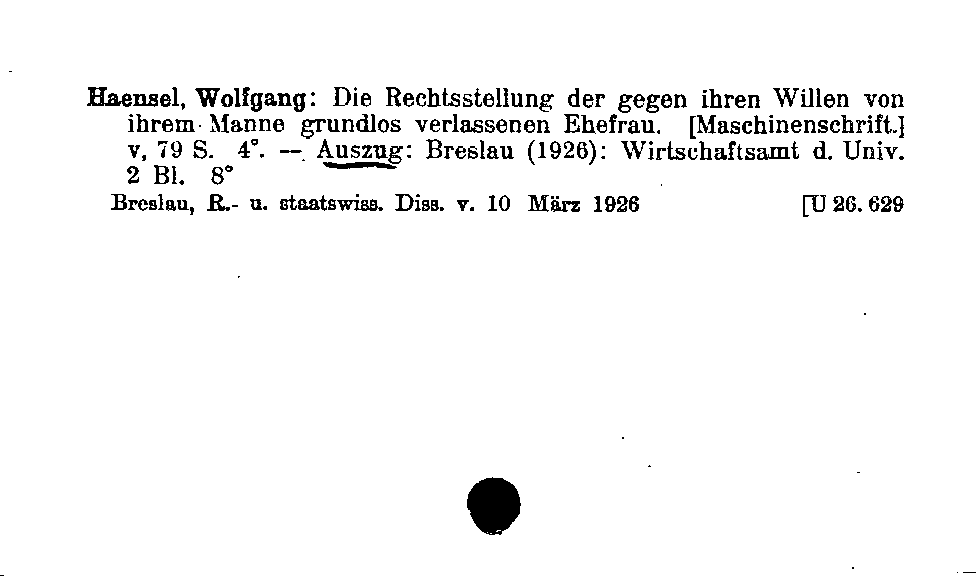 [Katalogkarte Dissertationenkatalog bis 1980]