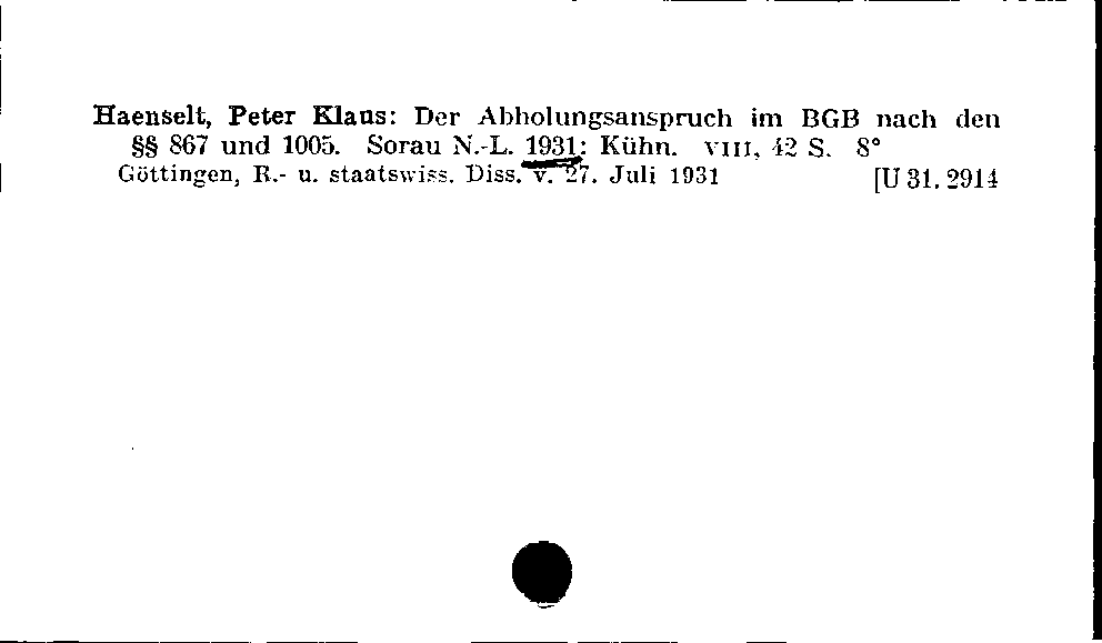 [Katalogkarte Dissertationenkatalog bis 1980]