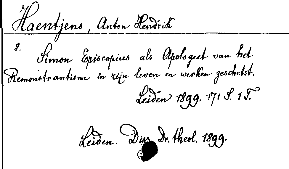 [Katalogkarte Dissertationenkatalog bis 1980]