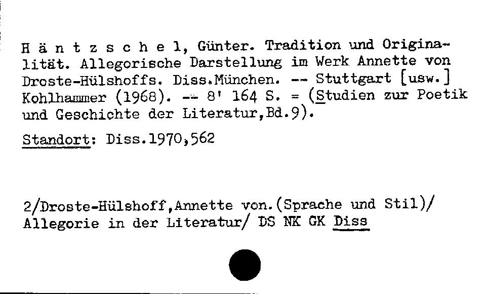 [Katalogkarte Dissertationenkatalog bis 1980]