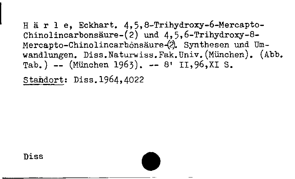 [Katalogkarte Dissertationenkatalog bis 1980]