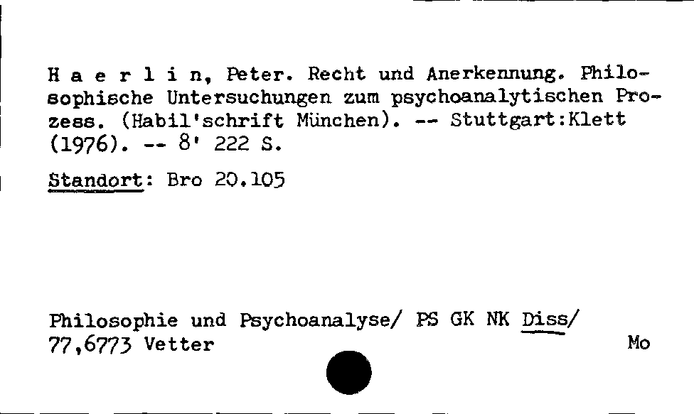 [Katalogkarte Dissertationenkatalog bis 1980]