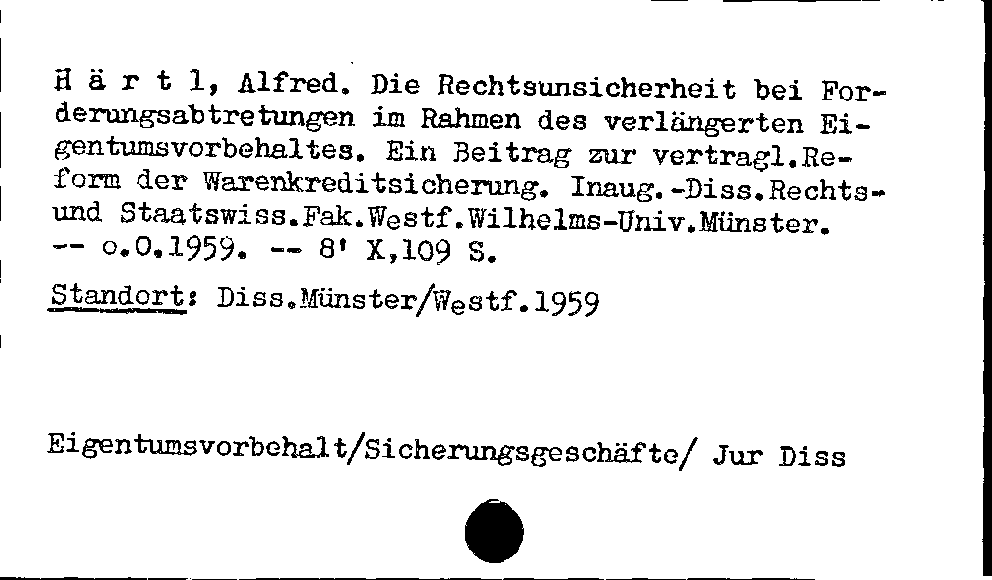 [Katalogkarte Dissertationenkatalog bis 1980]