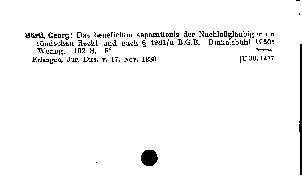 [Katalogkarte Dissertationenkatalog bis 1980]