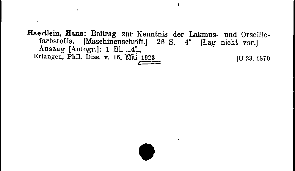 [Katalogkarte Dissertationenkatalog bis 1980]