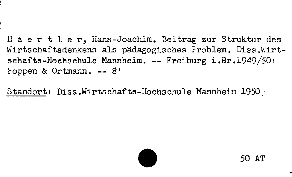 [Katalogkarte Dissertationenkatalog bis 1980]