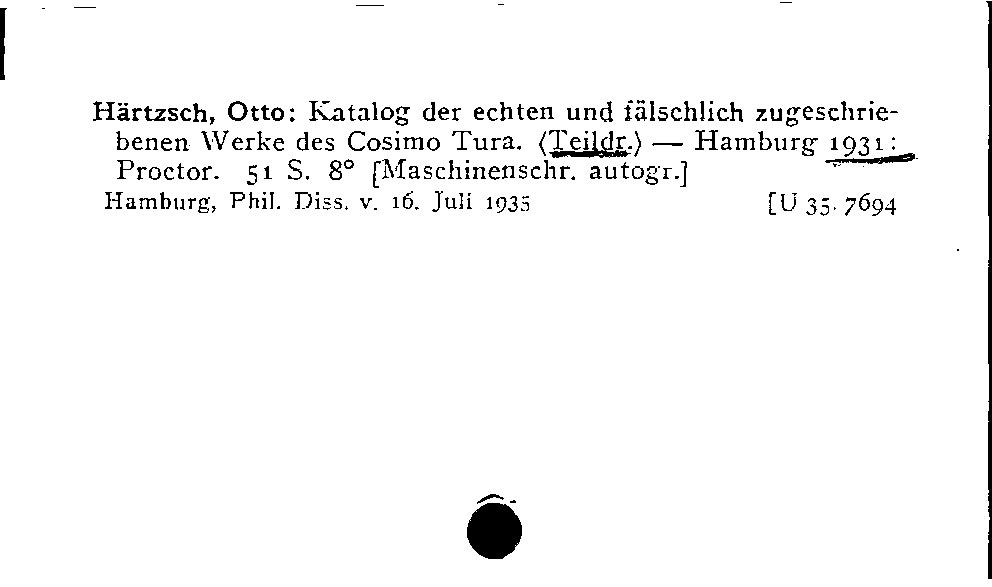 [Katalogkarte Dissertationenkatalog bis 1980]