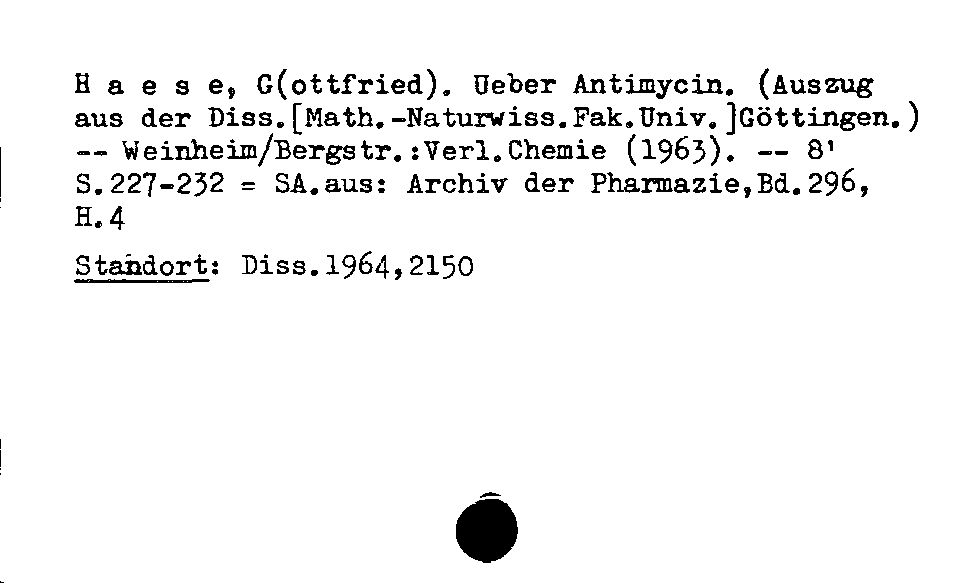 [Katalogkarte Dissertationenkatalog bis 1980]