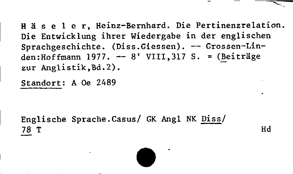 [Katalogkarte Dissertationenkatalog bis 1980]