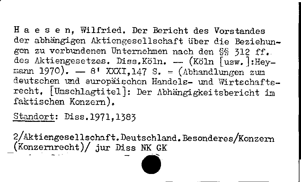 [Katalogkarte Dissertationenkatalog bis 1980]