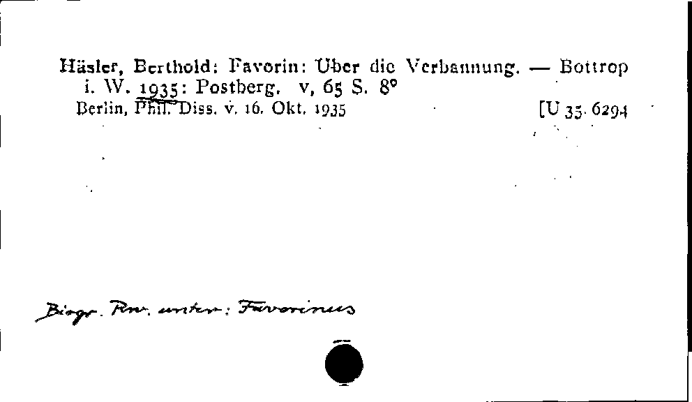 [Katalogkarte Dissertationenkatalog bis 1980]