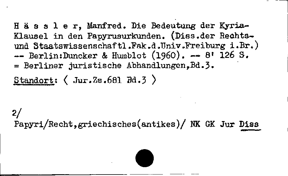 [Katalogkarte Dissertationenkatalog bis 1980]