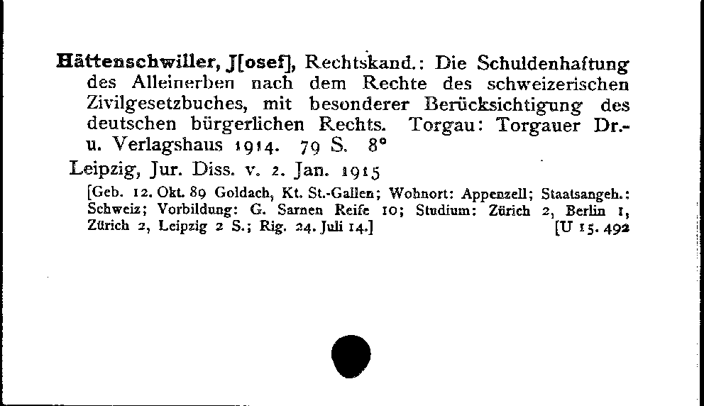 [Katalogkarte Dissertationenkatalog bis 1980]