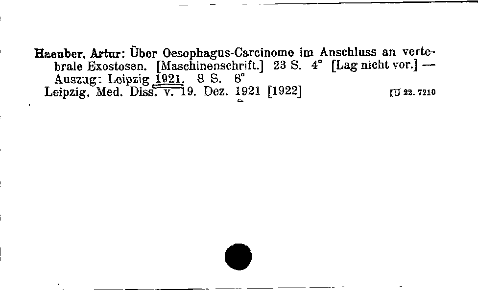 [Katalogkarte Dissertationenkatalog bis 1980]