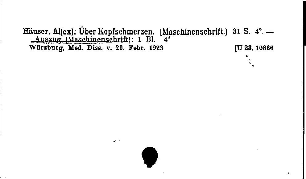 [Katalogkarte Dissertationenkatalog bis 1980]