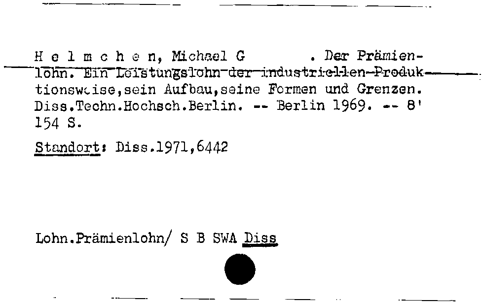 [Katalogkarte Dissertationenkatalog bis 1980]