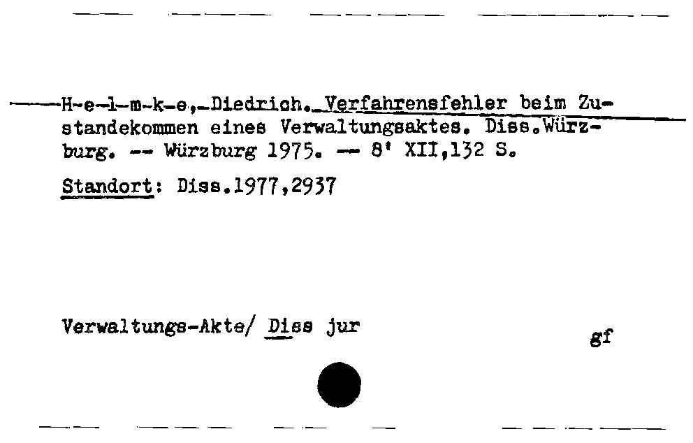 [Katalogkarte Dissertationenkatalog bis 1980]