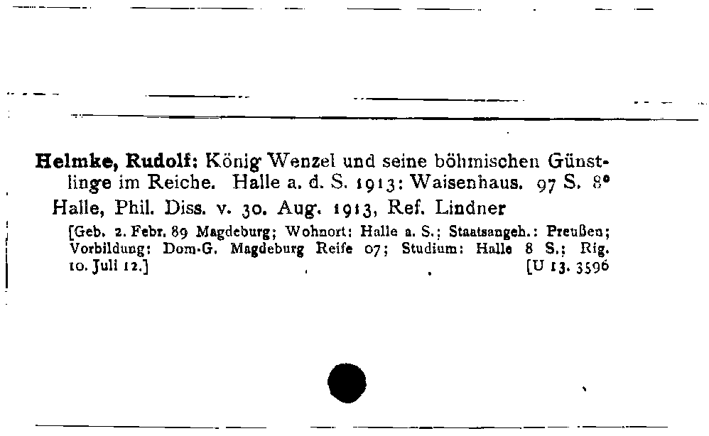 [Katalogkarte Dissertationenkatalog bis 1980]