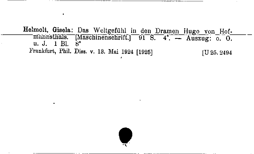 [Katalogkarte Dissertationenkatalog bis 1980]