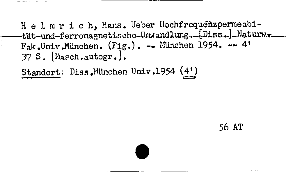 [Katalogkarte Dissertationenkatalog bis 1980]