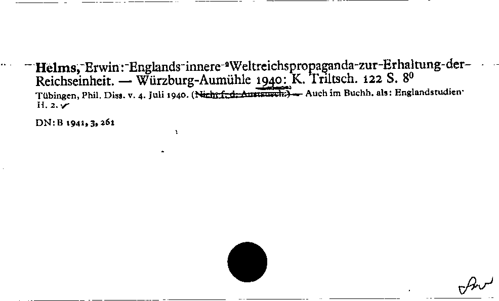 [Katalogkarte Dissertationenkatalog bis 1980]