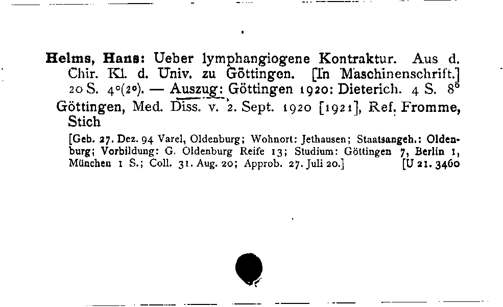 [Katalogkarte Dissertationenkatalog bis 1980]