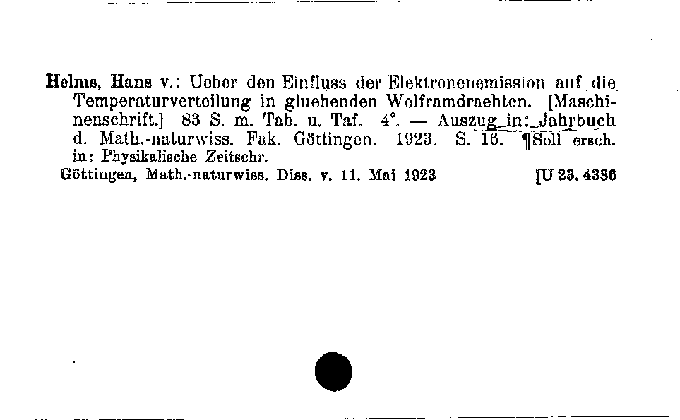 [Katalogkarte Dissertationenkatalog bis 1980]