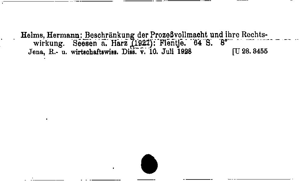 [Katalogkarte Dissertationenkatalog bis 1980]