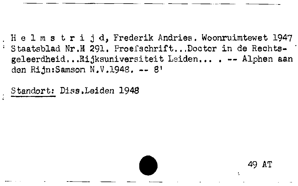 [Katalogkarte Dissertationenkatalog bis 1980]