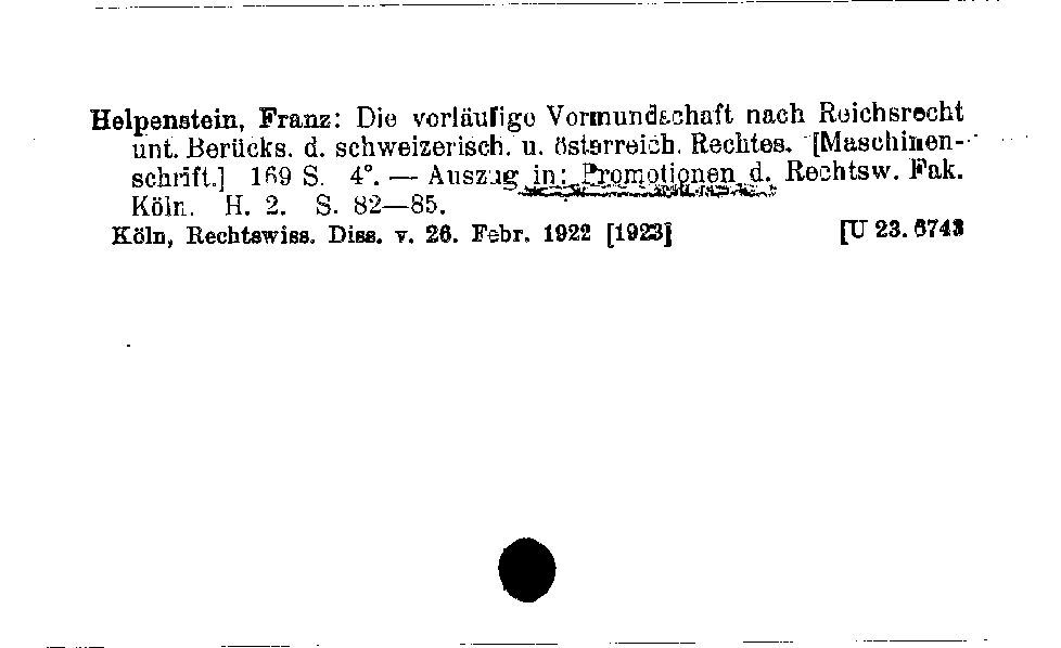 [Katalogkarte Dissertationenkatalog bis 1980]