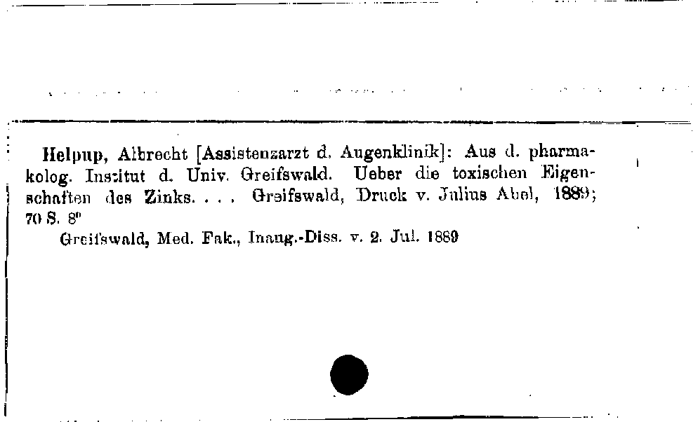 [Katalogkarte Dissertationenkatalog bis 1980]