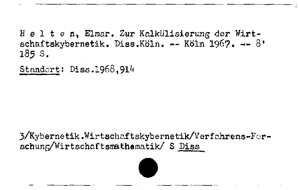 [Katalogkarte Dissertationenkatalog bis 1980]