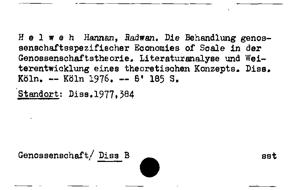 [Katalogkarte Dissertationenkatalog bis 1980]