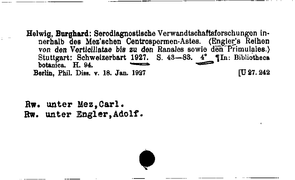 [Katalogkarte Dissertationenkatalog bis 1980]