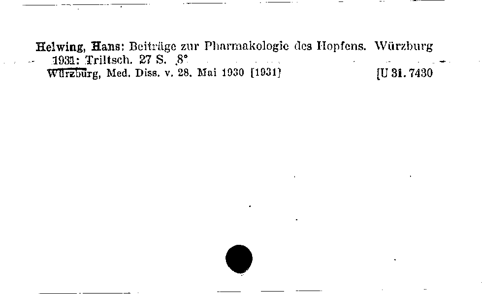 [Katalogkarte Dissertationenkatalog bis 1980]