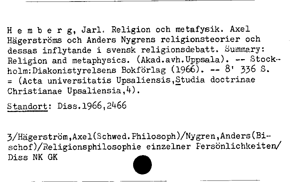 [Katalogkarte Dissertationenkatalog bis 1980]