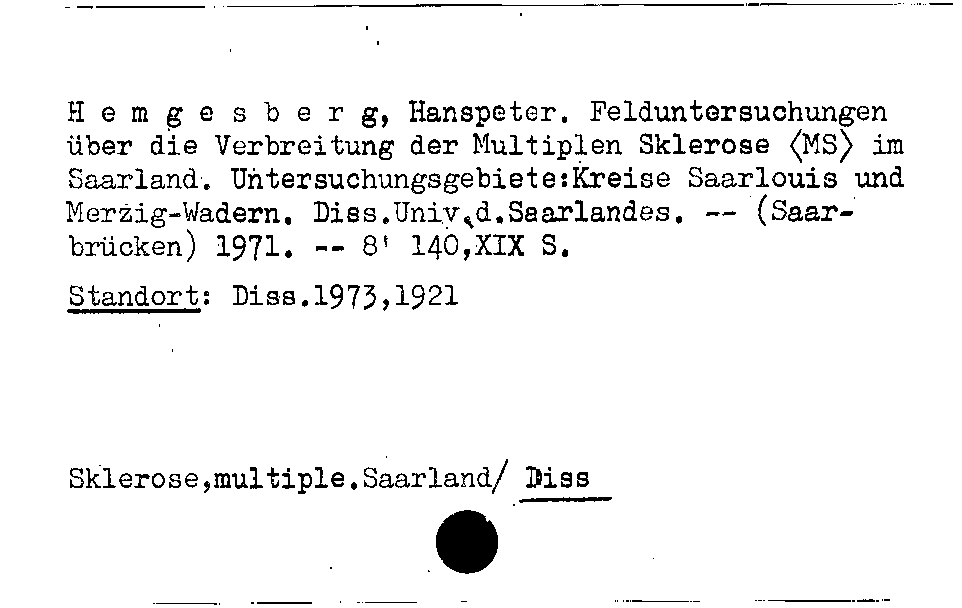 [Katalogkarte Dissertationenkatalog bis 1980]