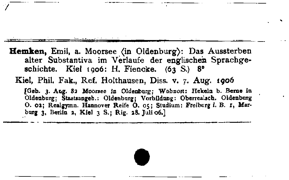 [Katalogkarte Dissertationenkatalog bis 1980]