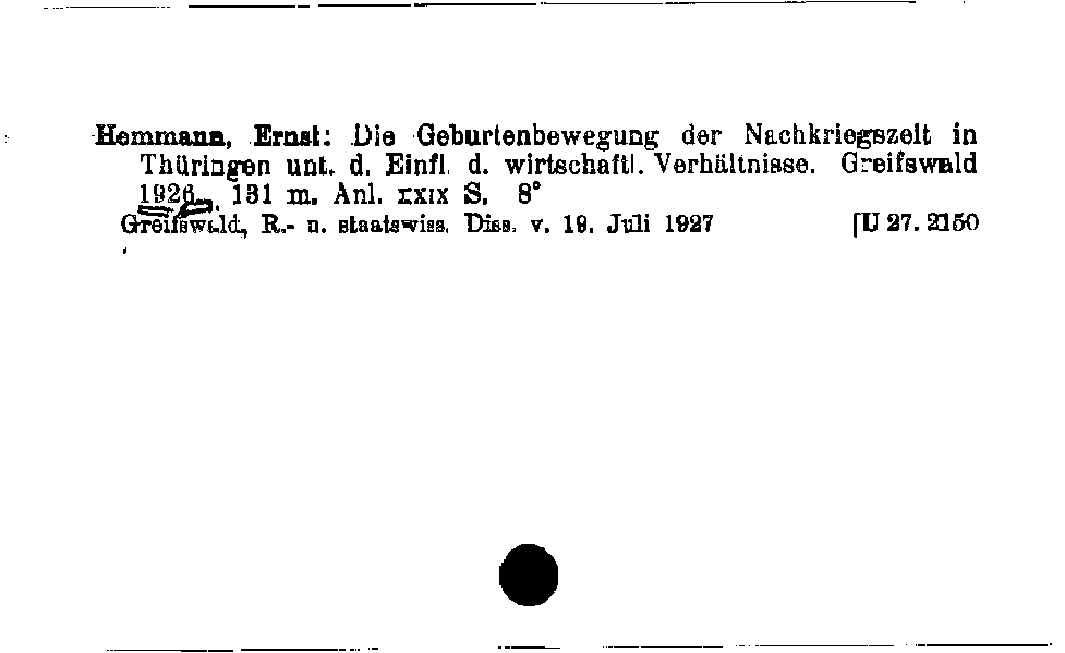 [Katalogkarte Dissertationenkatalog bis 1980]