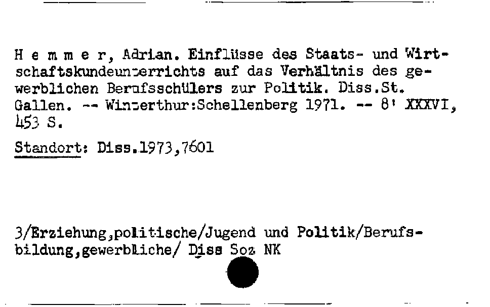 [Katalogkarte Dissertationenkatalog bis 1980]