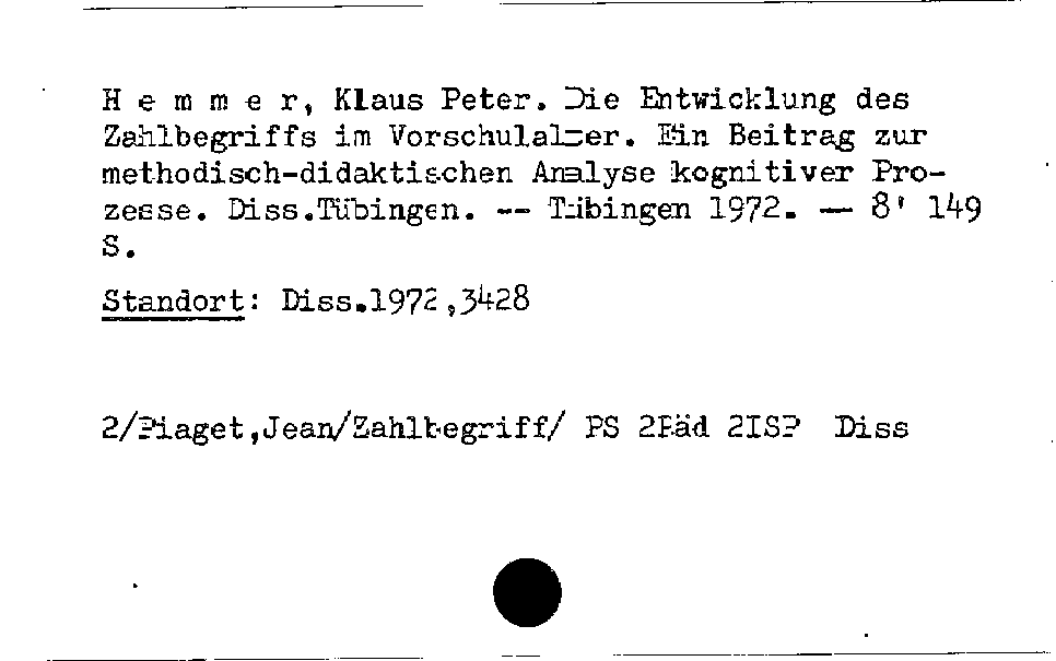 [Katalogkarte Dissertationenkatalog bis 1980]