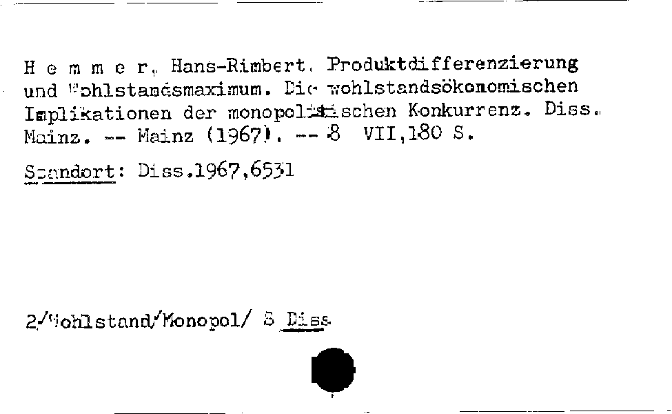 [Katalogkarte Dissertationenkatalog bis 1980]