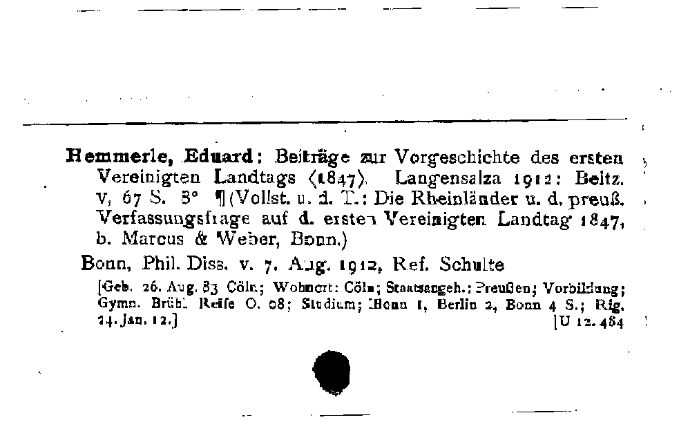 [Katalogkarte Dissertationenkatalog bis 1980]